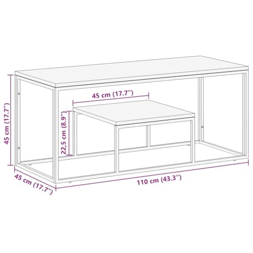 Table basse doré en acier inoxydable et bois de mélèze 110cm - 4