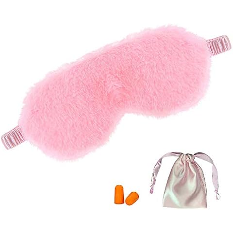 Fluffy Eye Mask with Travel Pouch and Ear Plugs (Pink) Cover