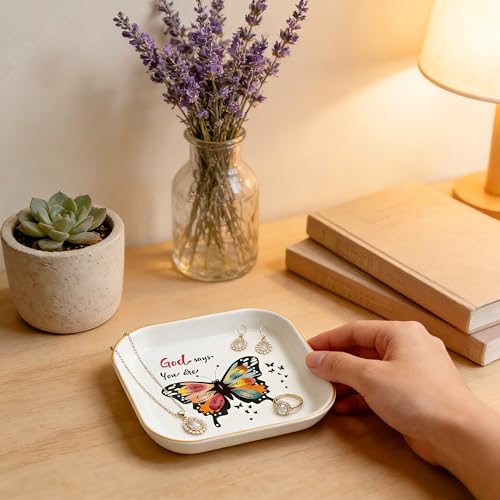 Birthday Gifts for Women Butterfly Jewelry Dish Scripture Christian Gifts — view 4
