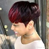 FCHW-wig Short Pixie Cut Hair Wig Short Black Hairstyles Synthetic Wigs For Women Short Ombre Hair Wigs For Black Wome African American Women Wigs (99450)