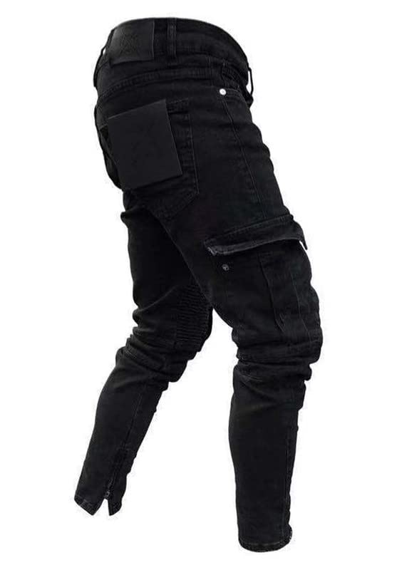 Andongnywell Men's Distressed Biker Skinny Jeans Man's Ripped Stretch Slim Fit Denim Pants Trousers3