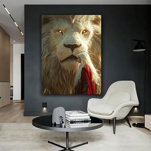 Impression sur toile lion abstrait CUDAOO 40x60cm encadrée pour salon