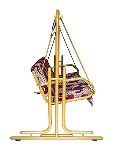 Image of Metal Swing with Stand | Jhula for Adults with Cushion for Home /Patio (Two Seater, Golden)