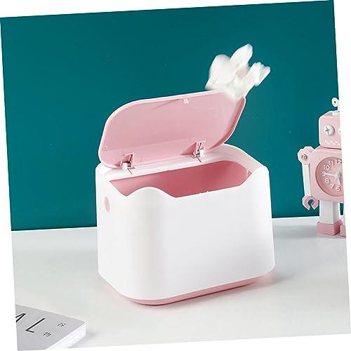 Papelera pequeña de escritorio con tapa rosa miniatura 5