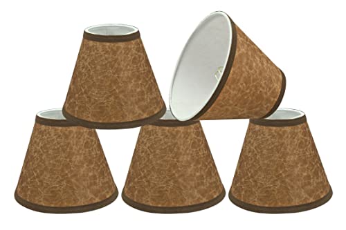 Image of Aspen Creative 32117-5A Small Hardback Empire Shape Chandelier Clip-On Lamp Shade Set (5 Pack), Transitional Design in Dark Brown, 6 inch bottom width (3 inch x 6 inch x 5 inch)