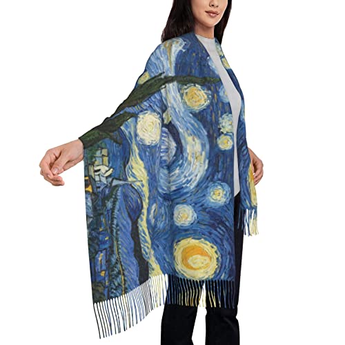 Van Gogh Starry Sky Night Art Soft Blanket Scarf Long Warm Shawl Wraps Scarfs For Women4