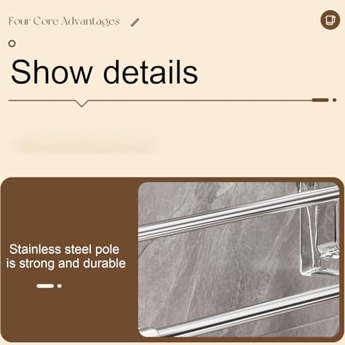 Porte-serviettes mural double barre inox à ventouses pour cabine de douche - 4