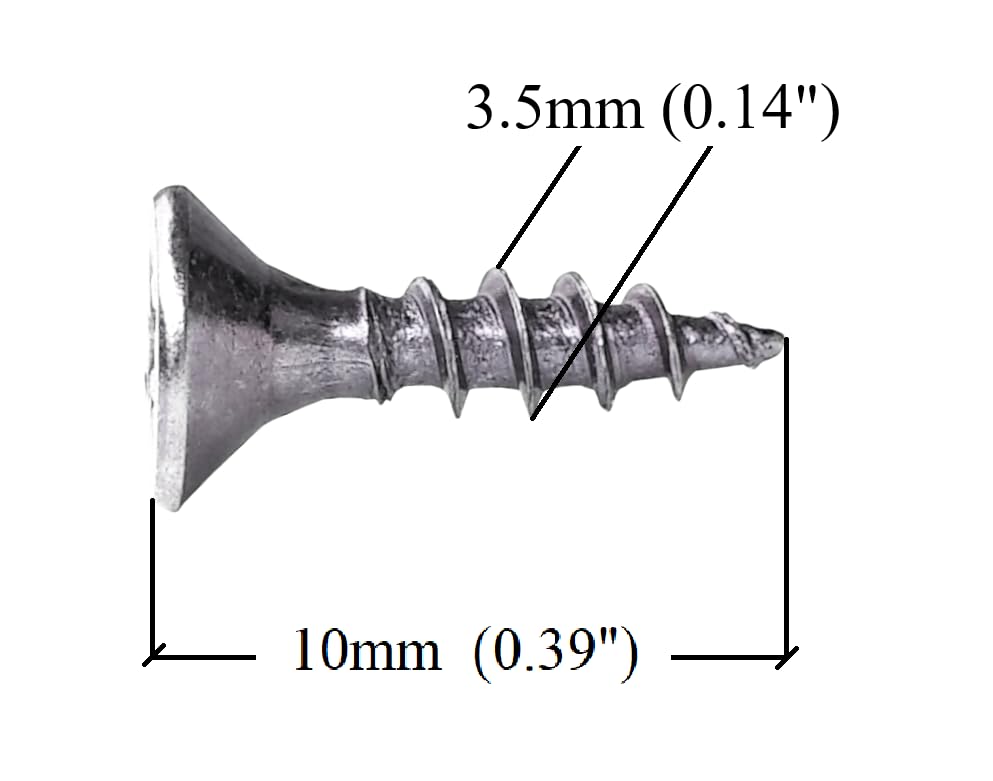 LLB 10mm screws M3 Self-Tapping Wood Screw Zinc Plated Box of 250pcs Small Silver Long 10mm x 3.5mm (0.40"x0.14") - Image 2