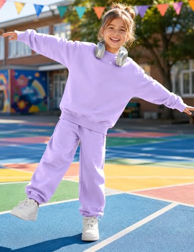 Image of Girls Sweatshirt Kids Fleece Lined Sweatshirts Winter Warm Sherpa Crewneck Pullover