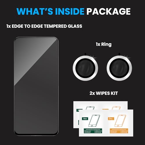 Image of FIRST MART Tempered Glass for Motorola G67 Power 5G with Silver Camera Ring Guard & Installation Kit | HD Clear Edge-to-Edge Screen Protector, Scratch Resistant, Case-Friendly | Pack of 1