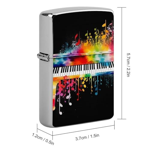 Funda metálica para encendedor con diseño piano colorido miniatura 2
