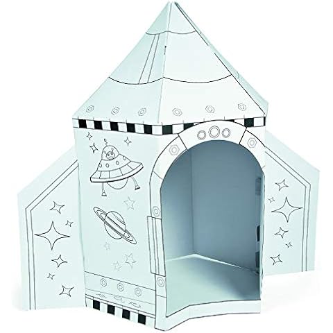 Fun Express Rocket Cardboard House for Kids - 5-Foot Tall Rocket Cardboard Playhouse for Kids, Hours of Creative Fun, Fuel Your Child's Imagination - A Safe Space for Kids to Dream, Play, and Imagine Cover