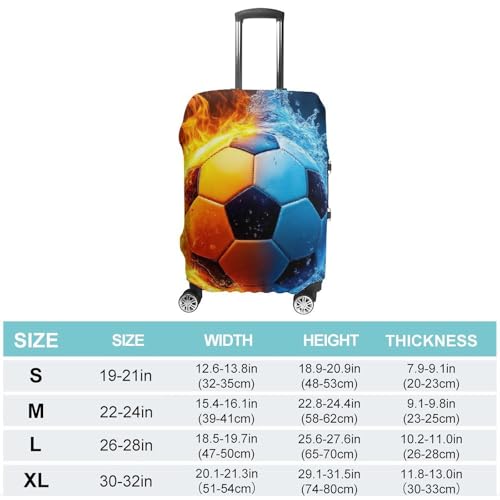 Washable Luggage Cover Protector Suitcase Anti Scratch Covers Travel Luggage Cover Suitcase Protector (Water Fire Soccer Football)2