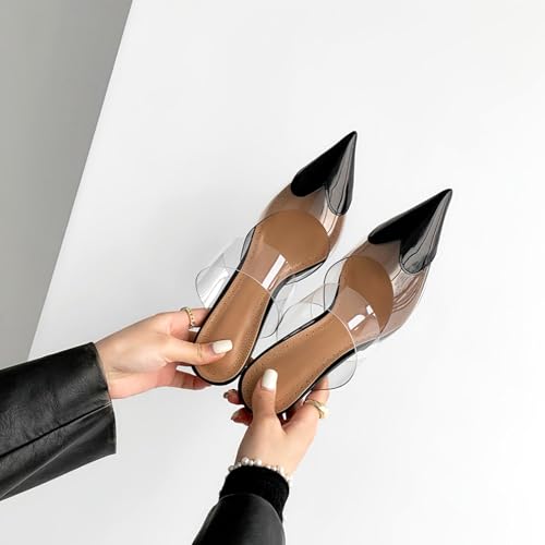 Love Heart Clear High Heeled Sandals for Women Closed Pointed Toe Comfortable Stiletto Mule Slip On Summer Party Prom Shoes2