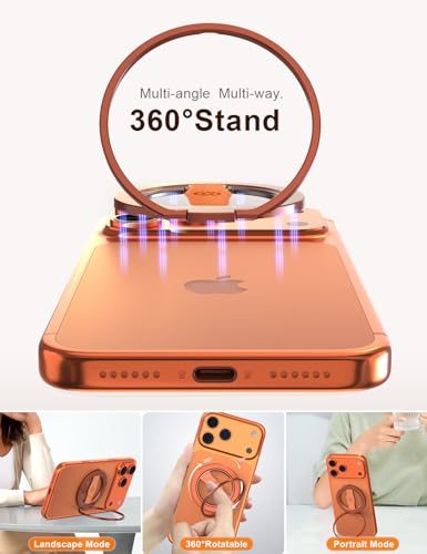 Image of EWA MagOne 3rd Gen [Compatible with MagSafe] Phone Grip Stand with Finger Strap, Removable Magnetic Ring Holder Kickstand Loop for iPhone 17,16,15,14,13,12 Series (Cosmic Orange)