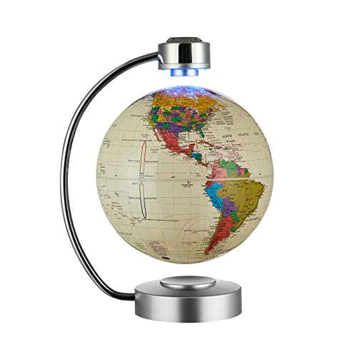 Globe flottant magnétique rotatif et lumineux LED pour décoration de bureau