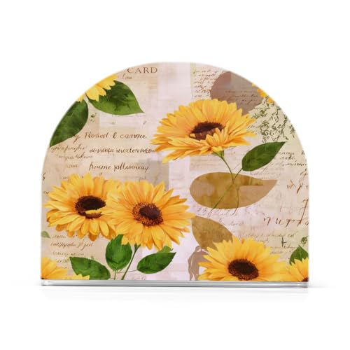Kigai Sunflower Napkin Holder for Table,Freestanding Tissue Dispenser Paper Napkin Holders for Kitchen Dining Room Table Decor