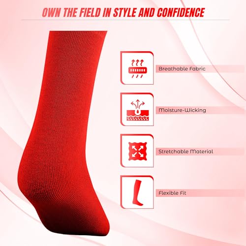 Vizari League Sports Socks for Boys and Girls | Polyester and Stretchable Adult League Socks | Soccer Socks with 360° Arch and Ankle Support | Football socks (Pack of 3)3