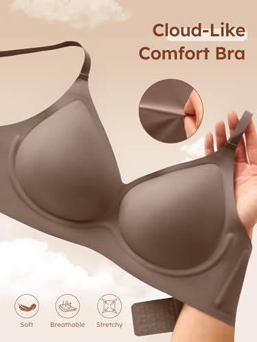 Image of Wireless Jelly Bras for Women No Underwire - S-2XL Seamless Padded T-Shirt Bralette with Support, Comfortable Everyday Bra