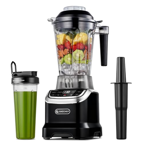 AMZCHEF 2-IN-1 Standmixer mit Zwei Mischbehälter - Blender mixer Hochleistungsmixer 1800 Watt - 1,85 Liter&600ML mixer Smoothie Maker mit 6 Klingen - Tragbarer 600ml Bullet Mixer mit Deckel