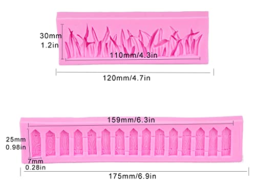 3D Silicone Grass Mold For Fondant, Garden Picket Fence Fondant Mold For Cake Decoration, Cupcake Topper, Polymer Clay, Candy, Chocolate, Soap Wax Making Crafting Projects(Set Of 2) #TOP5