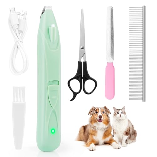 MXTIMWAN USB Tondeuse à Poils de Pattes de Chien, Électrique Tondeuses de Toilettage, Avec Lumière LED Tondeuse Chien, pour Animaux de Compagnie Patte Visage Croupe Yeux Oreilles