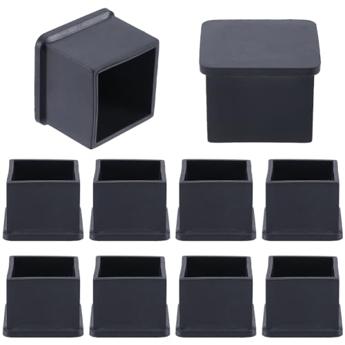 GORGECRAFT 10 Protector de Suelo para Patas de Silla de 39x39mm Color Negro Cuadrado para Patas de Mesa Tapones para Pies de Muebles Puntas Deslizantes 30x30mm Proteger Suelos de Baldosas