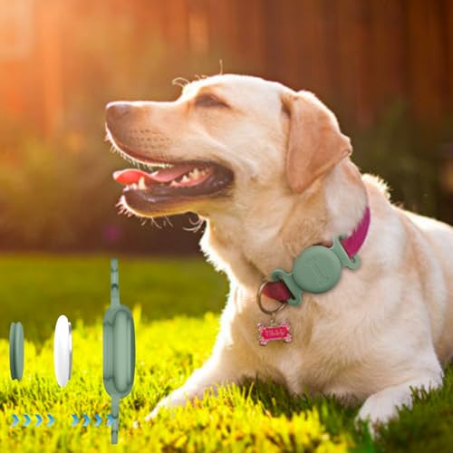 Image of Tobfit Case for Dog Cat Collar, Waterproof Apple Air Tag Protective Holder GPS Tracking Finder for Pet, Silicone Case for Dog Collar Cat Loop Holder Pet Accessories,1 Pack
