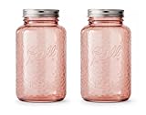 Ball Collectors Edition Vintage Rose Colored Canning Jars, Regular Mouth Quart Jars with Lids and Bands, 32 Oz Each, Pack of 2, 2166214-2PK