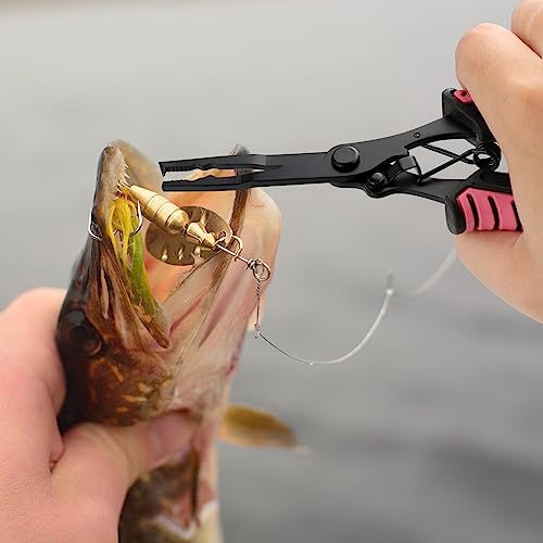 Image of mouhike Fishing Pliers Fish Lip Gripper Fishing Tool Kit Muti-Function Saltwater Fishing Line Cutter Hook Remover with Sheath Lanyard, Fly Ice Fishing Gear Fishing Gifts for Men Women