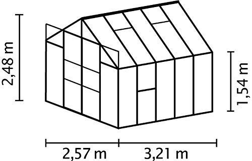 Preisvergleich Produktbild Jupiter 8300 ESG 3mm, schwarz Gewächshaus 4 Dachfenster 1 Seitenfenster