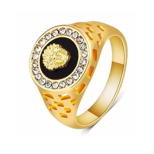 MAGIIE Bijoux Homme Chevaliere,Bague Homme Bague Or Acier Inoxydable,Bague Gothique Homme (Or, 70)