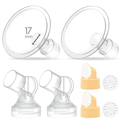 Image of Maymom Pump Parts 2X Detachable Breastshield (17mm) with Valve Membrane and Maymom Connector,Compatible with Medela Breast Pump Parts