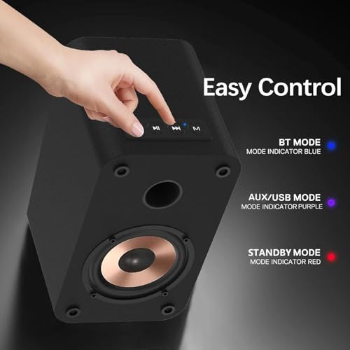 Image of LONPOO Computer Speakers for Desktop and Laptop,30 Watts RMS Bluetooth Bookshelf Monitor Gaming Speakers with 3 inch Aluminum Speaker,Aux & USB Inputs,Sold As Pair