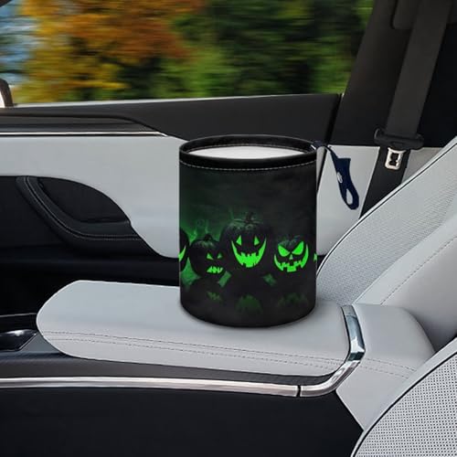 Image of Green Pumpkins Car Trash Can, Cute Car Trash Bag, Vehicle Trash Can, Multipurpose Trash Bag Hanging, Portable, Waterproof Storage Bag for Cars