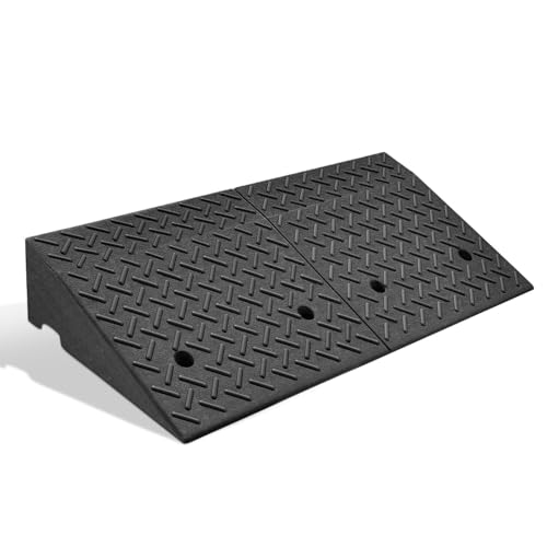 DNA Motoring 1pcs 5.7 Rise Rubber Curb Ramp Heavy Duty Loading Driveway Ramp Threshold Ramp 38.6 W x 14.8 D x 5.7 H for Loading Dock Warehouse Motorcycles Cars TOOLS-00647