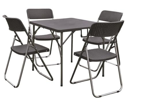 Cosma - Mesa plegable con 4 sillas de jardín, color antracita