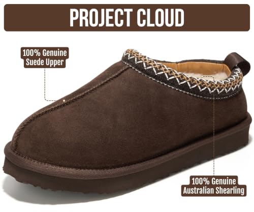Image of Project Cloud 100% Genuine Leather Shearling Slippers for Women (Nerita) | Australian Fur Lining Memory Foam Insole Non Slip EVA Sole Fuzzy Plush House Shoes Warm Cozy Indoor Footwear Everyday Comfort