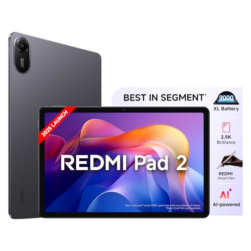 Redmi Pad 2, WiFi Active Pen Support, 27.94Cm Model, 2.5K Sharp & Clear Display, 4GB, 128GB, All Day & More 9000Mah Battery, AI-Enabled, Dolby Atmos, Hyperos 2