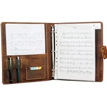 D&M Leather Studio Full Grain Leather Sheet Music Binder, 3-Ring Choir Folder for A4 & Letter Paper, Brown