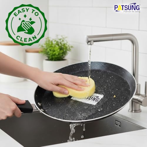 Image of 3-Piece Non-Stick Cookware Set - Tawa, Kadai with Glass Lid & Frying Pan | 3-Layer Non-Stick Coating | Induction & Gas Stove Compatible | Bakelite Cool-Touch Handles | Durable & Easy to Clean