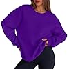 Womens Clothes Uk Athletic Long Sleeve Winter Top for Women Wrap Long Hip Comfort Sweatshrit Round Neck Coloured Purple S #1