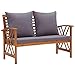 vidaXL Banc de Jardin avec Coussins Banc de Patio Banc de Terrasse Banc d'Extérieur Meuble de Jardin Arrière-Cour Parc 119 cm Bois Solide d'Acacia