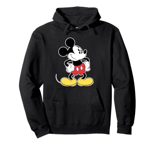 Sweat à capuche Disney Mickey noir pull hoodie imprimé vintage pour adulte