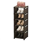 Yxmohala Schuhregal Schuhhalter 6 Ebenen, Platzsparend Schuhständer, Schuh Regal Stapelbar, Schuhschrank Schuhaufbewahrung Shoe Rack, Schwarz   Schuhablage für Flur, Eingangsbereich, Kleine Wohnungen