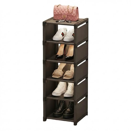 Yxmohala Schuhregal Schuhhalter 6 Ebenen, Platzsparend Schuhständer, Schuh Regal Stapelbar, Schuhschrank Schuhaufbewahrung Shoe Rack, Schwarz - Schuhablage für Flur, Eingangsbereich, Kleine Wohnungen