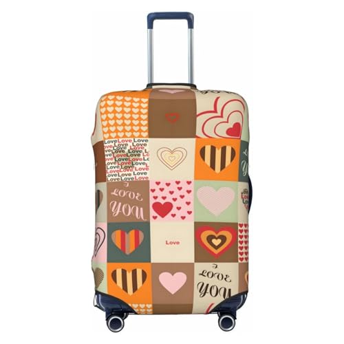 Cute Valentine'S Day Love Pattern Luggage Protector,Scratch Travel Suitcase Cover Suitcase Fits 18-32 Inch Luggage