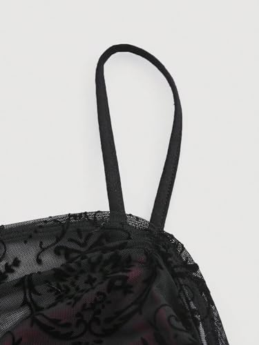 SOLY HUX Women's Ruched Lace Cami Top Drawstring Sleeveless Clubwear Sexy Gothic Tops3