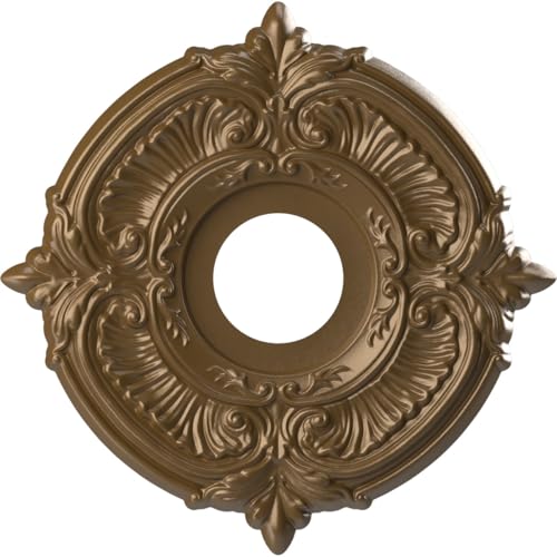 Ekena Millwork CMP13ATCCB Attica Thermoformed PVC Ceiling Medallion (Fits Canopies up to 5"), 13"OD x 3 1/2"ID x 3/4"P, Metallic Champagne Bronze