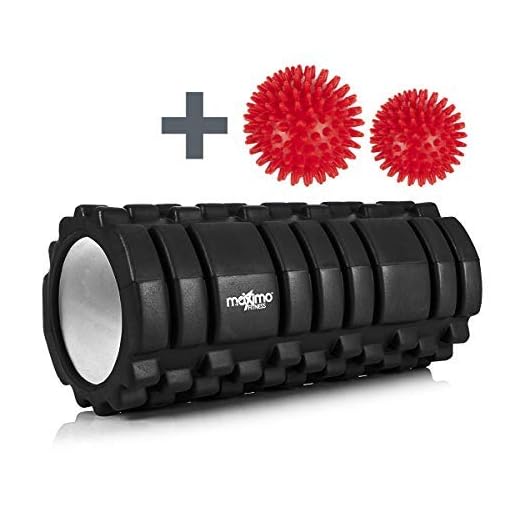 RODILLO DE ESPUMA DE MAXIMO FITNESS - Foam Roller - Trigger Point - Perfecto para el gimnasio o ejercicios en casa - 14cm x 33cm. (Black)